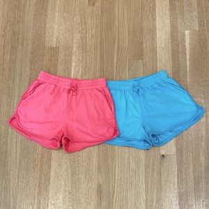 Tea Collection Girls Pom Pom Trim Shorts 8 Patina and Flat Neon Rosa Bundle of 2